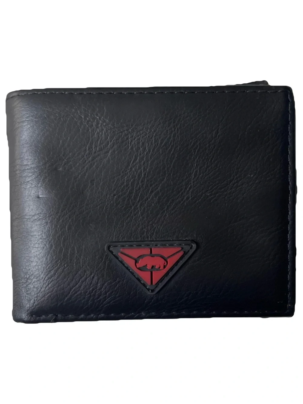 Ecko Unlimited Black Leather Bi-Fold Wallet with Red Logo Accent